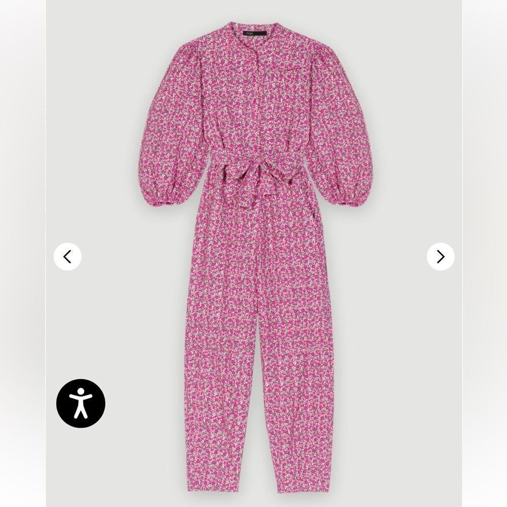 Maje Pink Floral Jumpsuit eyelet cotton one piece $565 NWT 42 XL - Picture 6 of 13